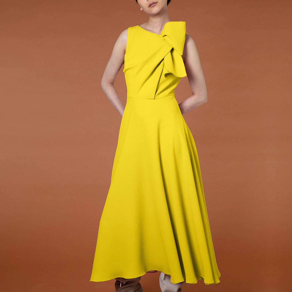 The Roksanda 'Brigitte' bow-detail dress in marigold yellow