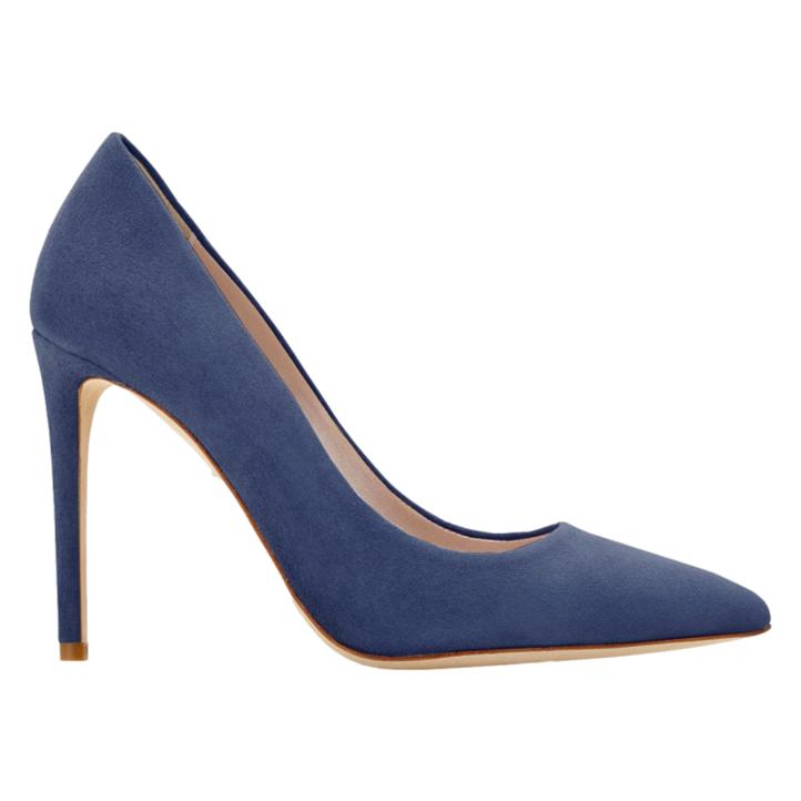 Emmy London Rebecca Court Shoes in Riviera Blue Suede