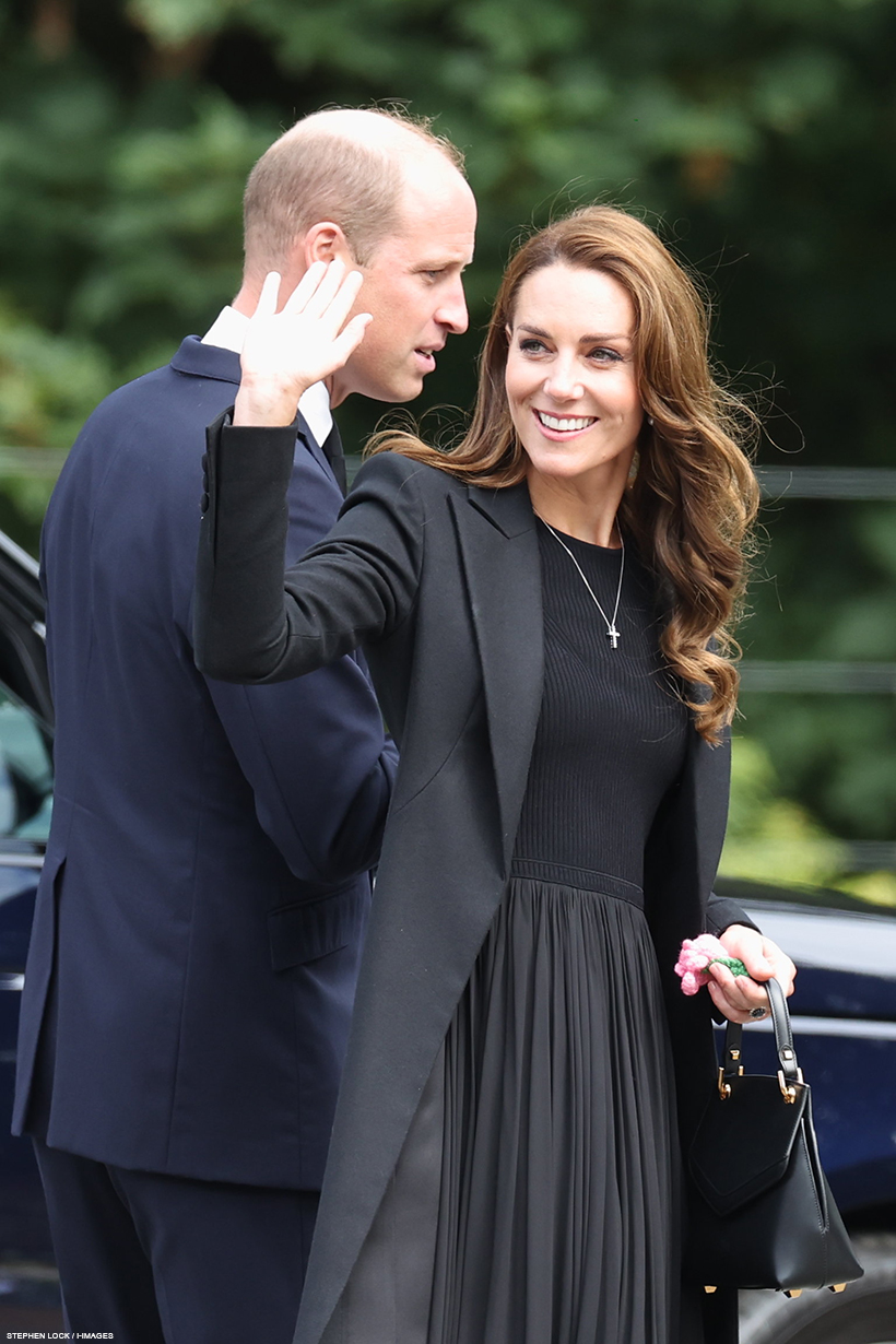 William and Kate waving goodbye from Sandringham today.