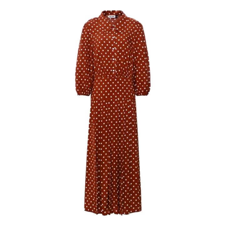 Rixo Izzy Brown Polka Dot Shirt Dress