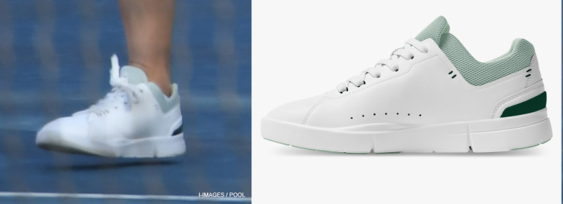 Composite image showing Kate Middleton's white tennis shoes next to the stock image from On Running's webiste.