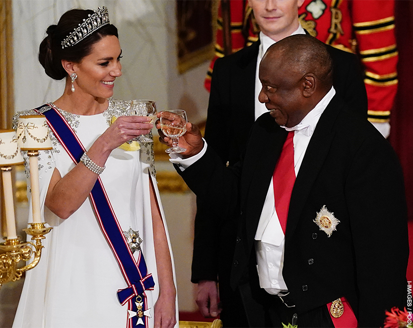 Kate Middleton toasting a drink with