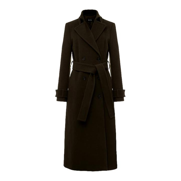 Hobbs Lori Wool Cashmere Blend Belted Long Coat In Olive Green