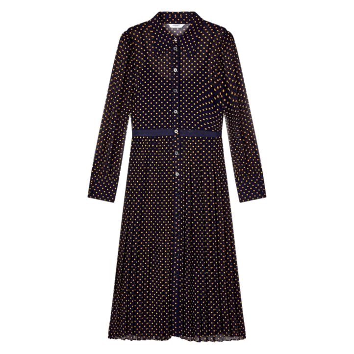L.K. Bennett Tallis Shirt Dress in Navy/Golden Yellow