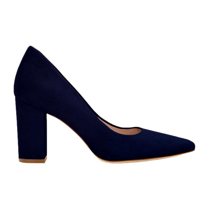 Emmy London Josie Block Heel Pumps in Midnight Navy Suede