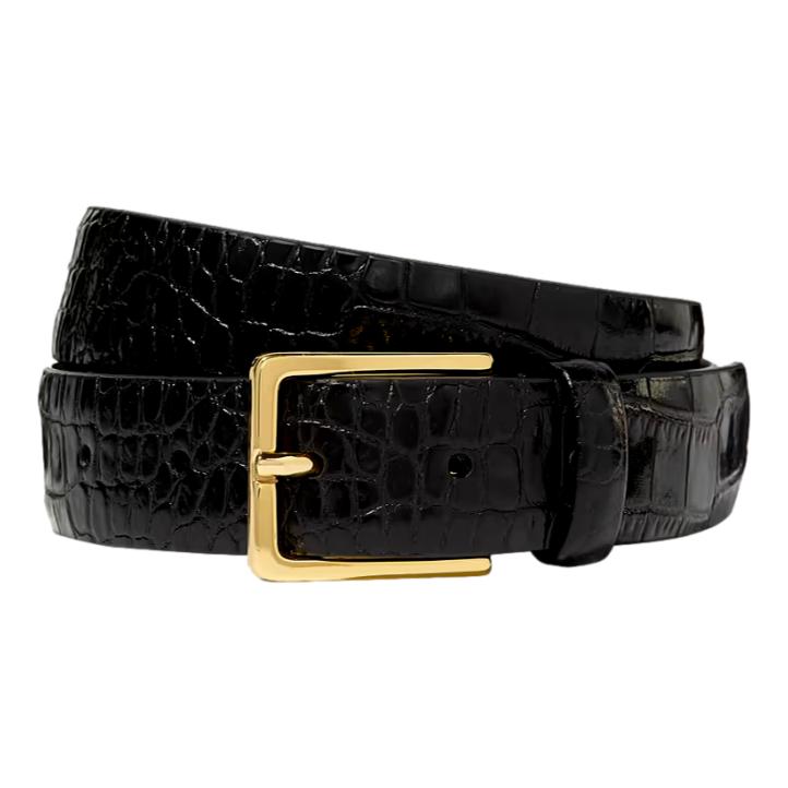 Anderson’s Croc-Effect Leather Belt In Black