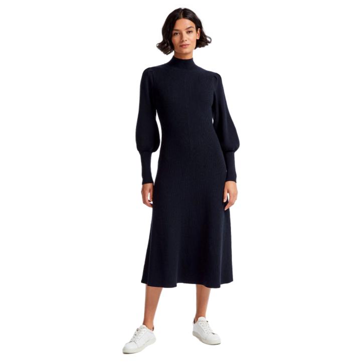 Cefinn Eva Wool Knit Maxi Dress in Navy