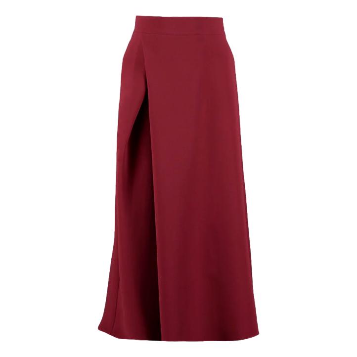 Edeline Lee ‘Plait’ Asymmetrically Pleated Midi Skirt in Burgundy