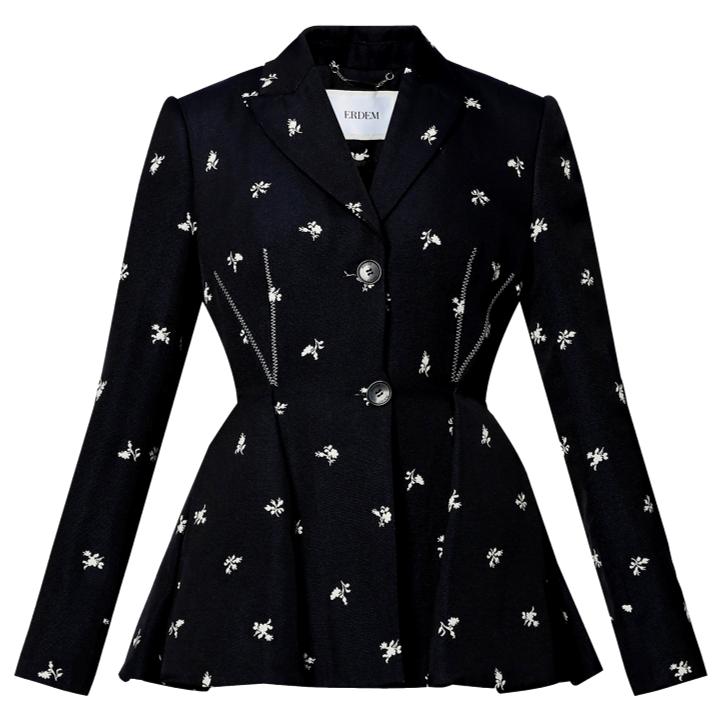Erdem Ottoman Jacquard Peplum Jacket