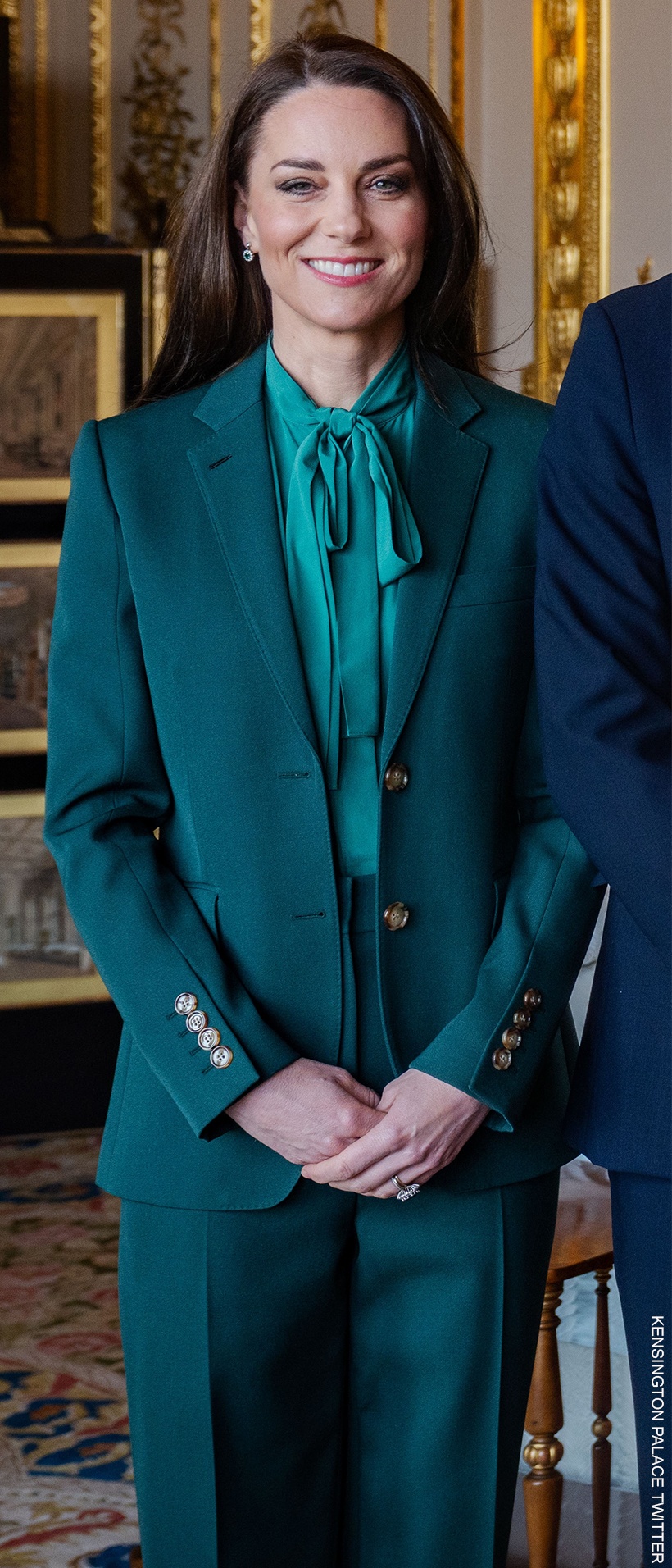 Kate Middleton Wears Green Burberry Suit For Meeting With Norwegian Royals