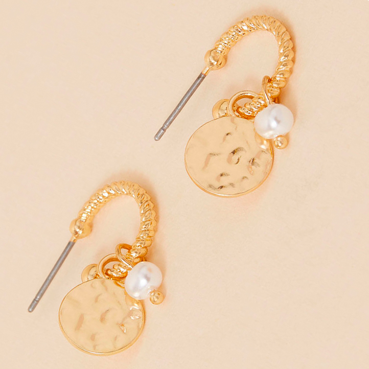 Accessorize Pearl and Disc Earrings in Gold