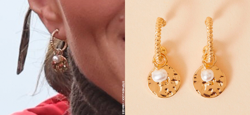 Accessorize earrings - gold with pearl charm.