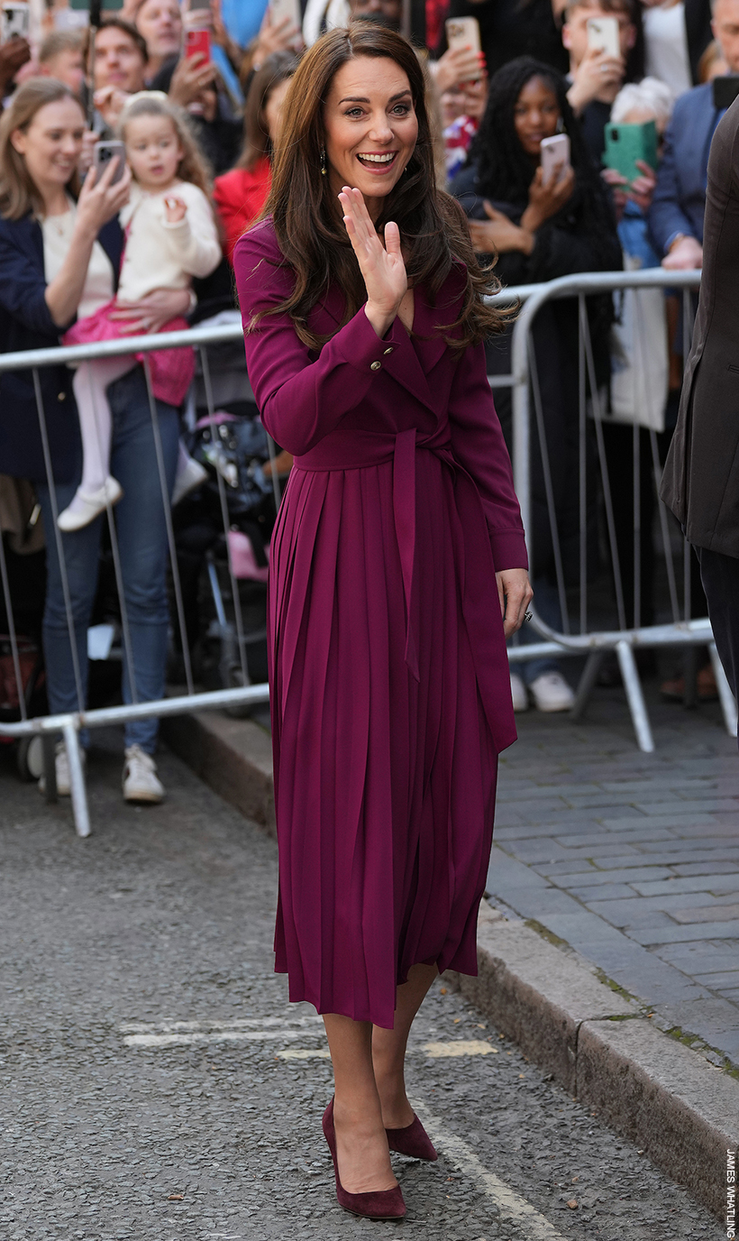 Kate Middleton looks chic in Karen Millen trench coat dress for royal duties (and darts!) in Birmingham