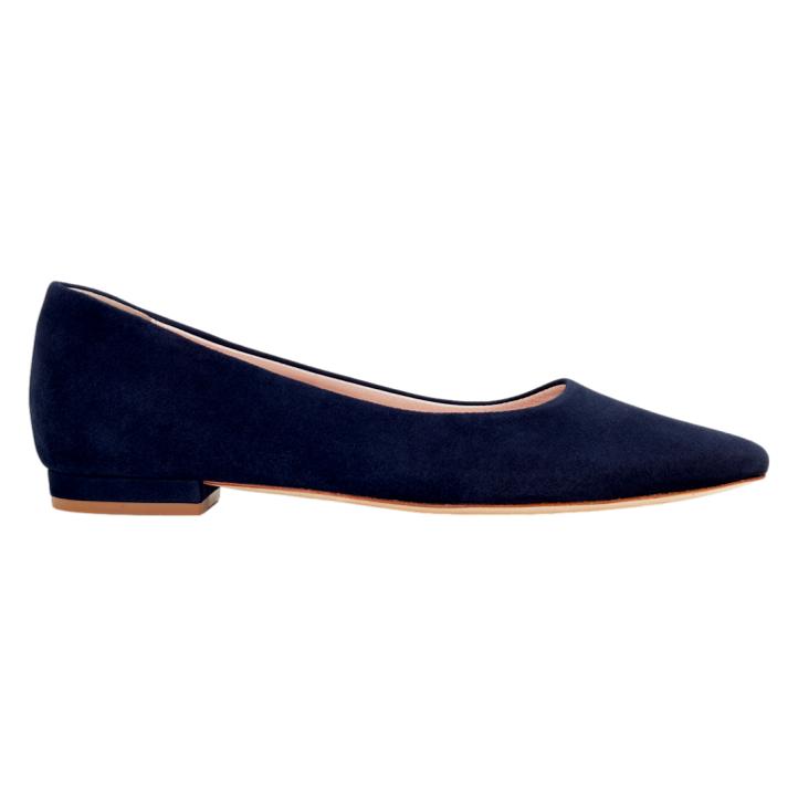 Emmy Lulu Flat Shoes in Midnight Navy Blue Suede