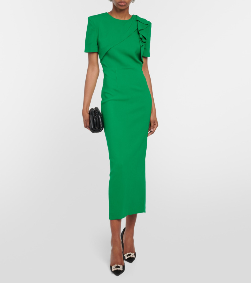 The Roland Mouret short-sleeve cady midi dress in green