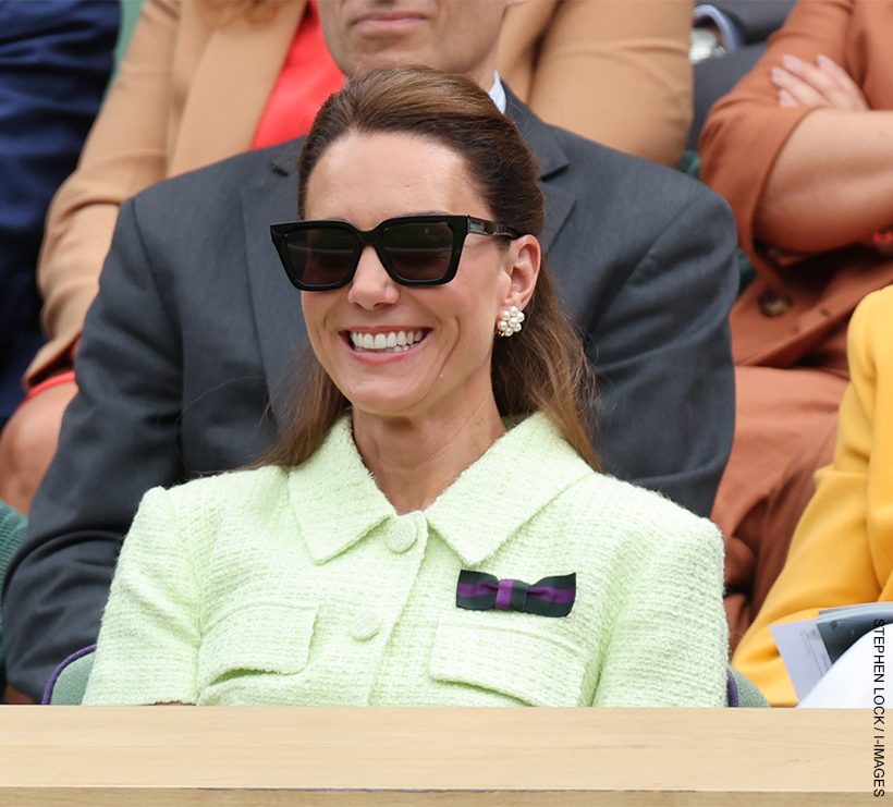 Kate Middleton wearing the black Victoria Beckham sunglasses at the 2023 Wimbledon ladies finals