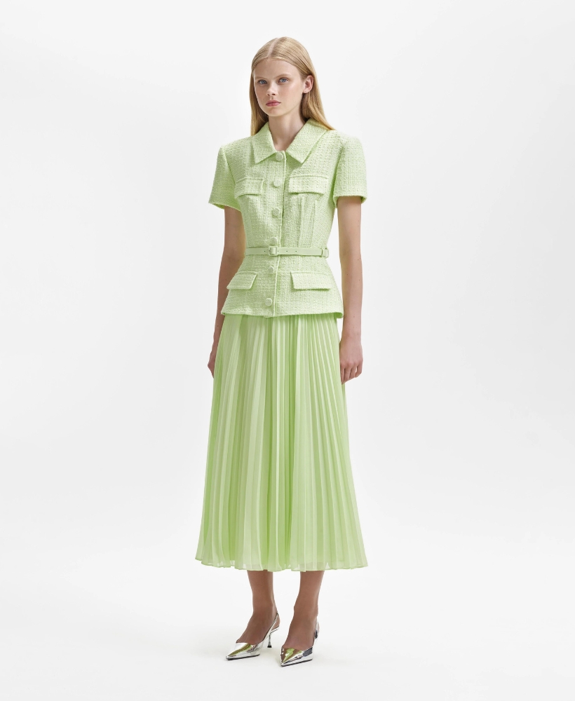 The Self-Portrait dress in lime green