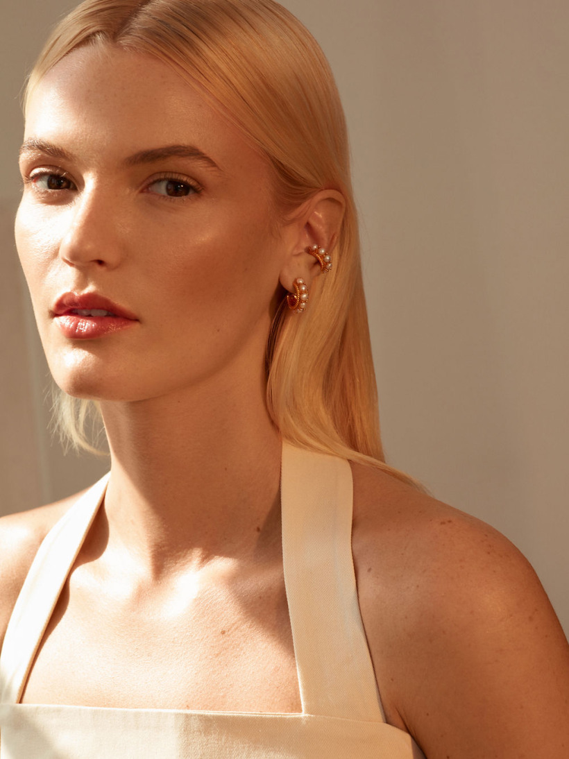A model wearing the Shyla London earrings.