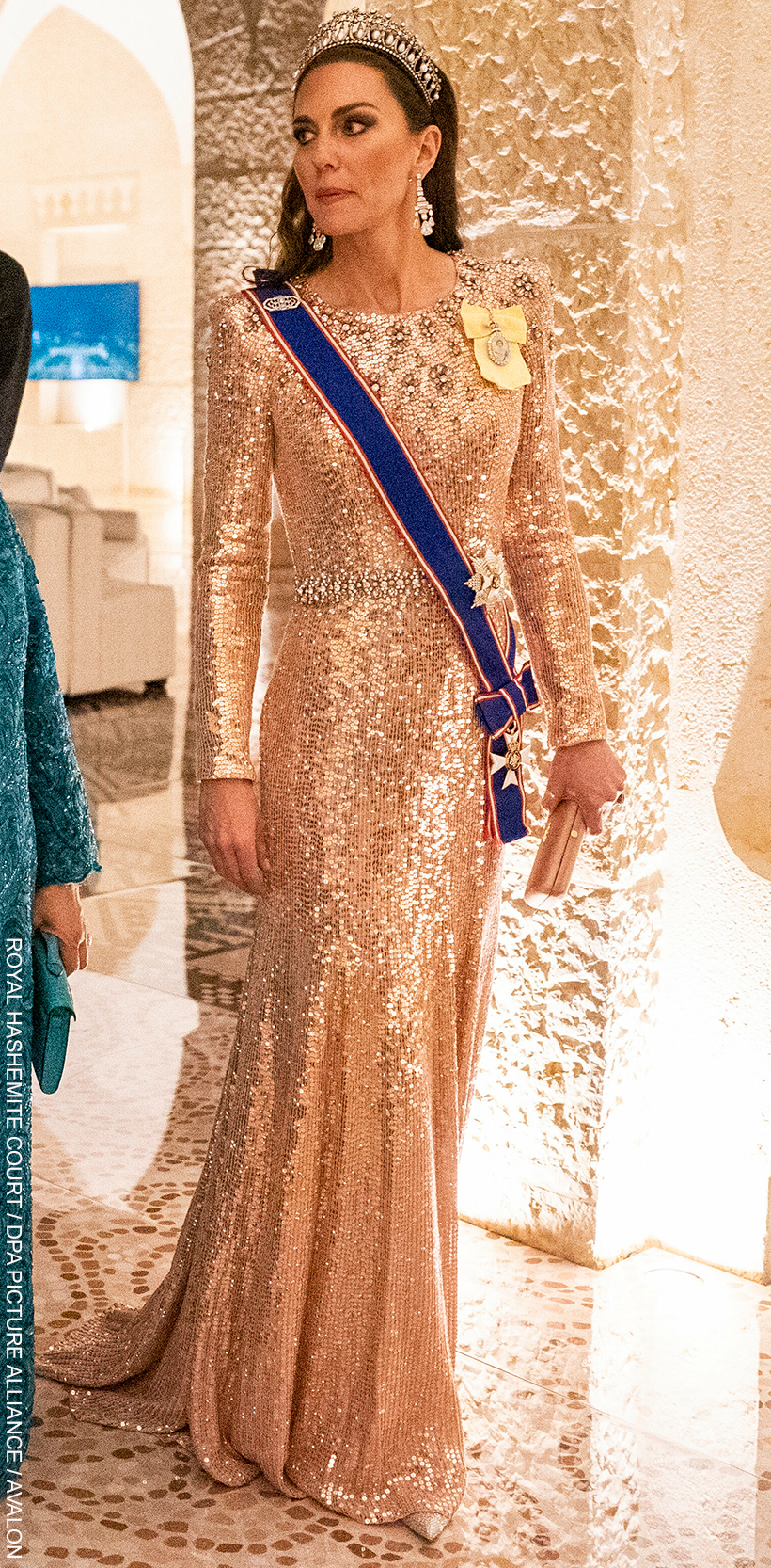 Kate Middleton sparkles pink Jenny Packham gown at Jordanian royal wedding reception