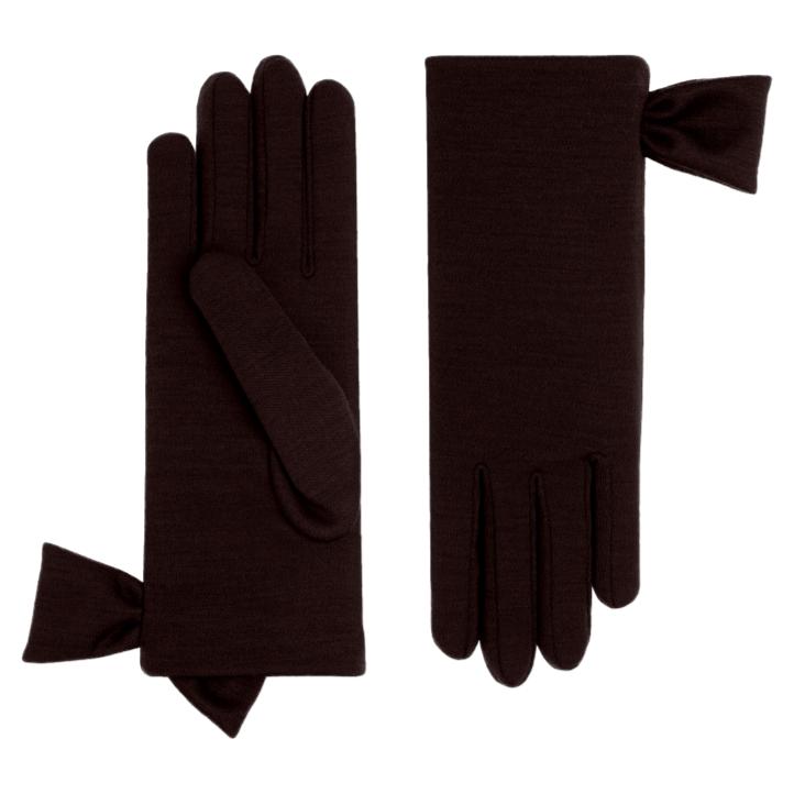 Cornelia James Imogen Gloves with Bow in Chocolate Brown