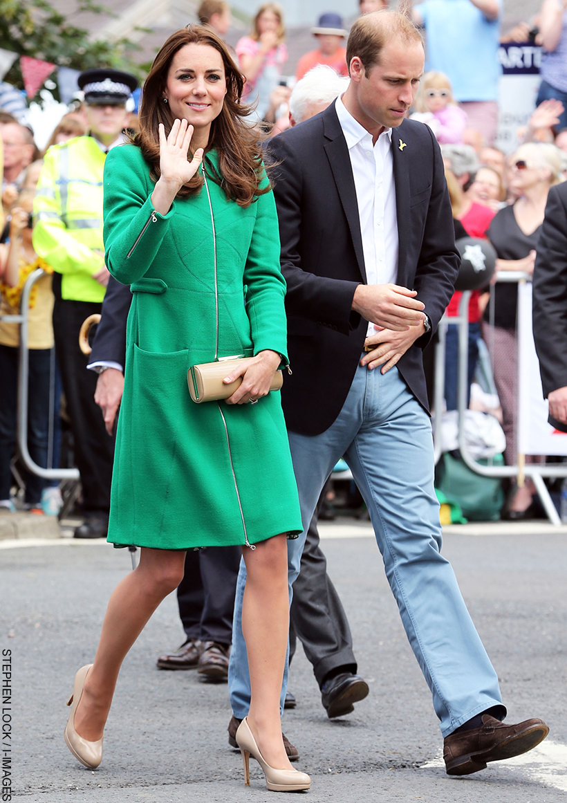 Kate Middleton at an engagement with Prince William. The Princess wears a pair of L.K Bennett Sledge pumps in nude/beige