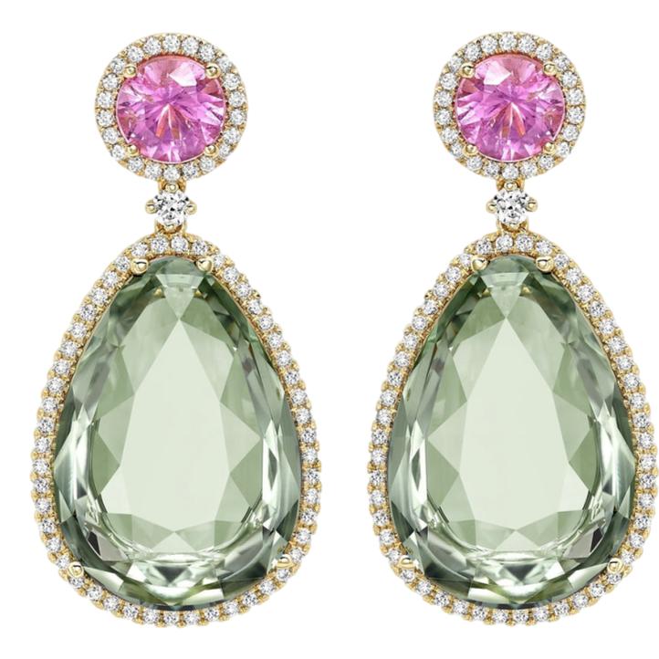 Kiki McDonough ‘Candy’ Earrings in Pink Tourmaline & Green Amethyst