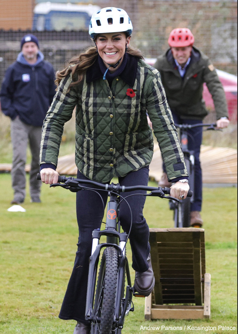 Kate Middleton Embraces Country Chic in Burberry Quilted Jacket While Showing Off Her Bike Skills in Scotland