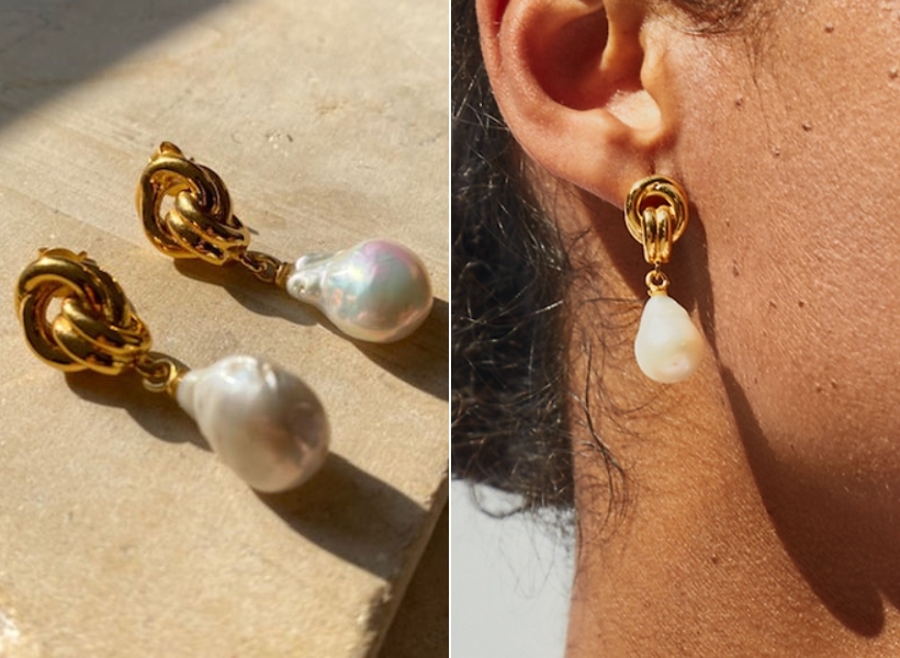 Shyla Chunky Knot Baroque Pearl Earrings