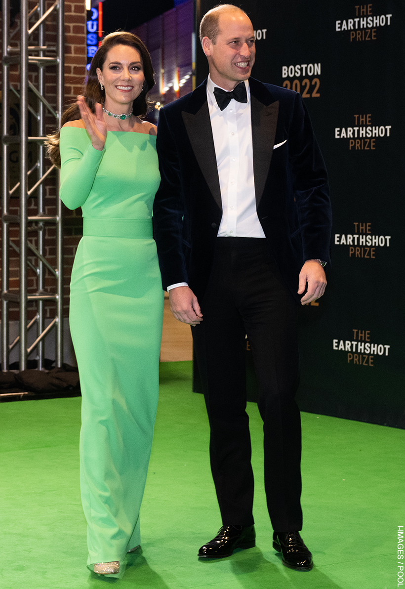 Princess Kate in boston, wearing an eye-catching neon green dress.