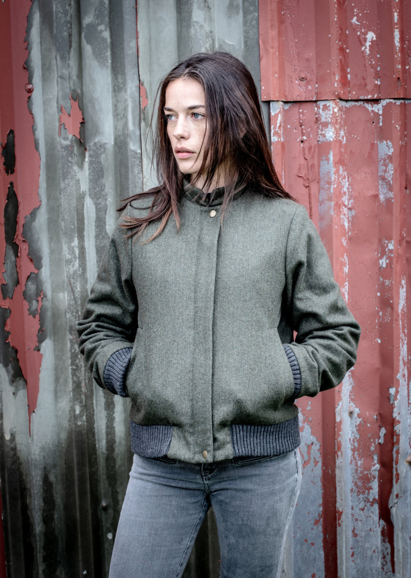 The olive green bomber jacket worn by Kate Middleton, by Bella Hoskins.