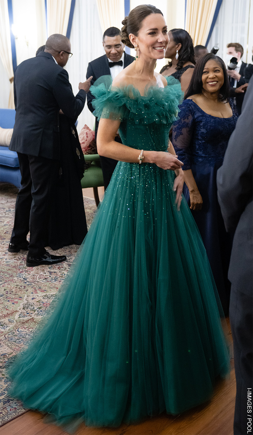 The Princess of Wales in a green tulle fairytale gown
