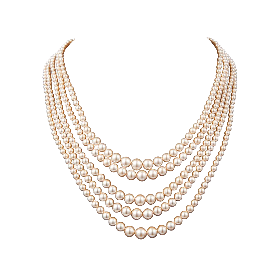 Susan Caplan 1980s Vintage 5 Strand Faux Pearl Necklace