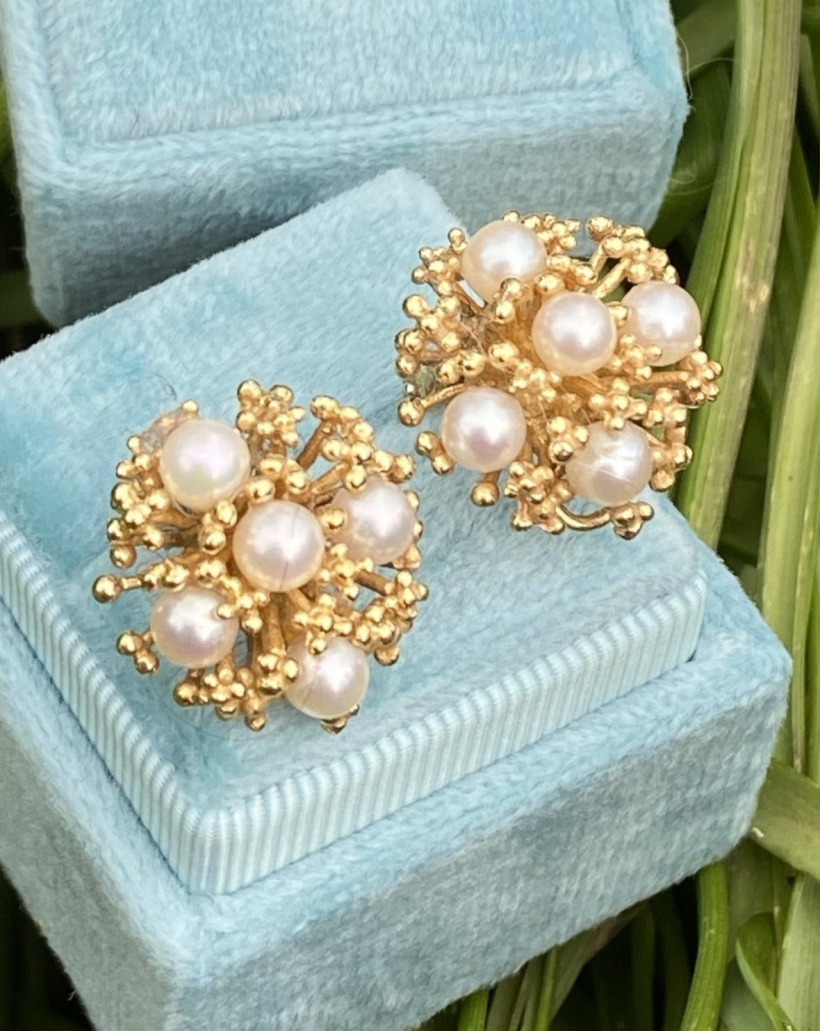 vintage pearl cluster earrings from Katherine James