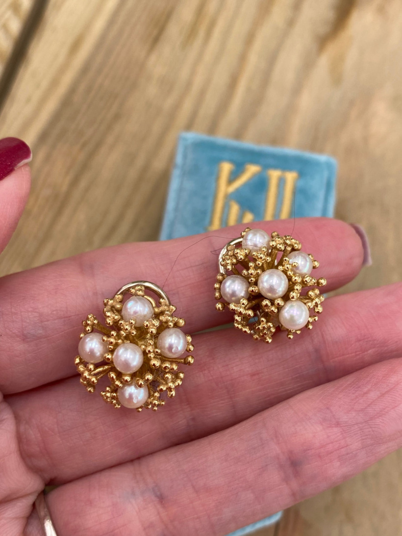 vintage pearl cluster earrings from Katherine James
