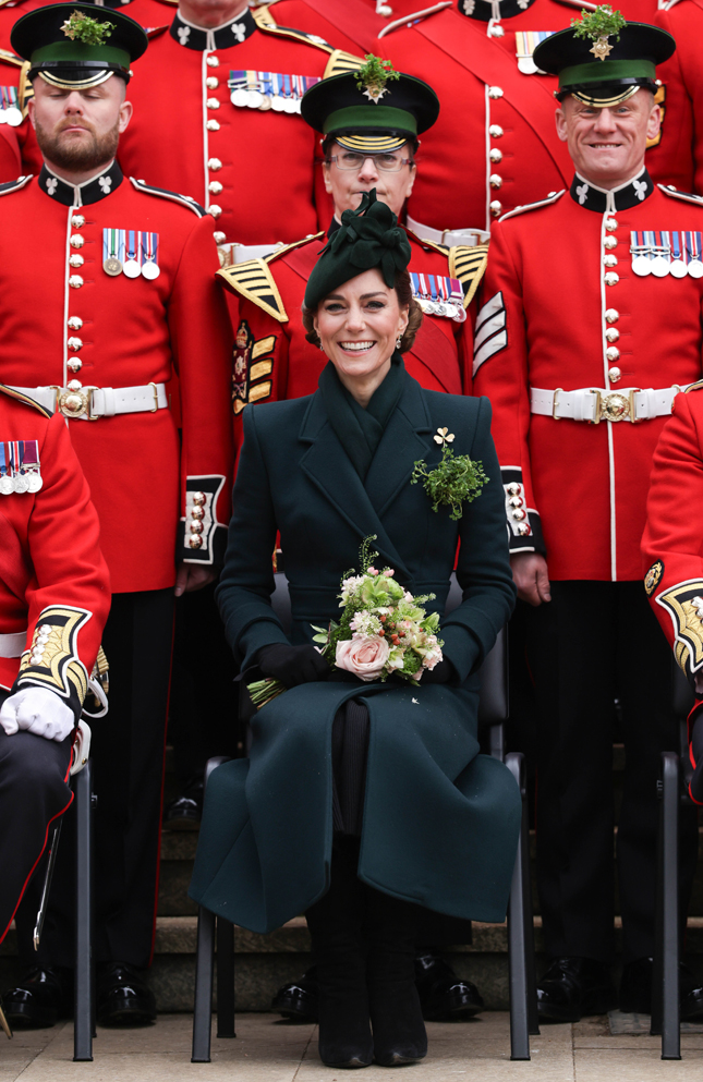 The Princess of Wales is festive in green for St Patrick’s Day parade with the Irish Guards