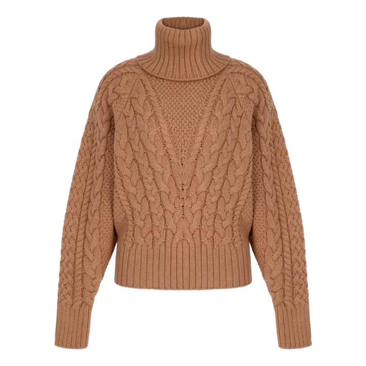 Emilia Wickstead ‘Otis’ Cable Knit Sweater in ‘Sand’