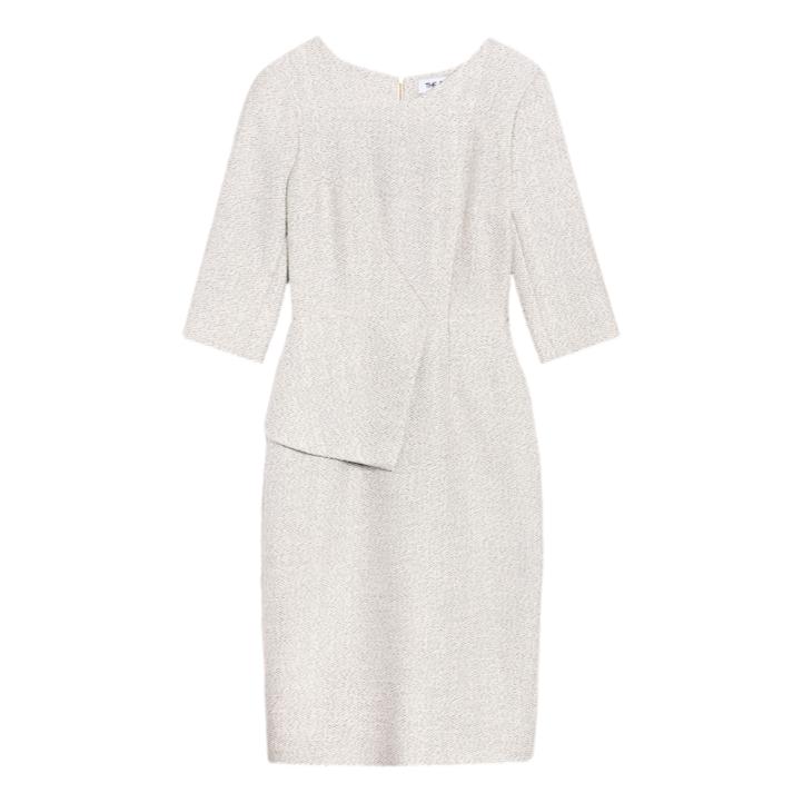 Fold London Eaton Tweed Dress in Winter White