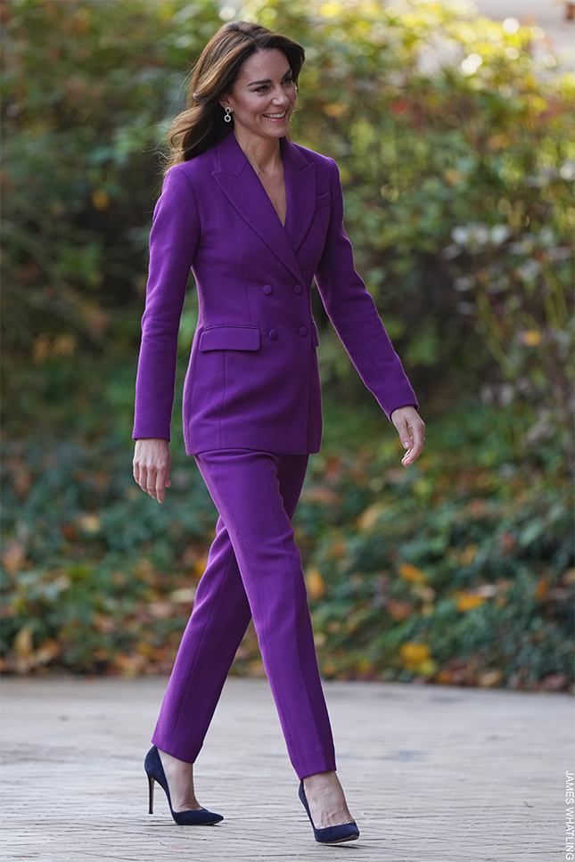 Kate Middleton Opts for Regal Purple Suit at Shaping Us Symposium