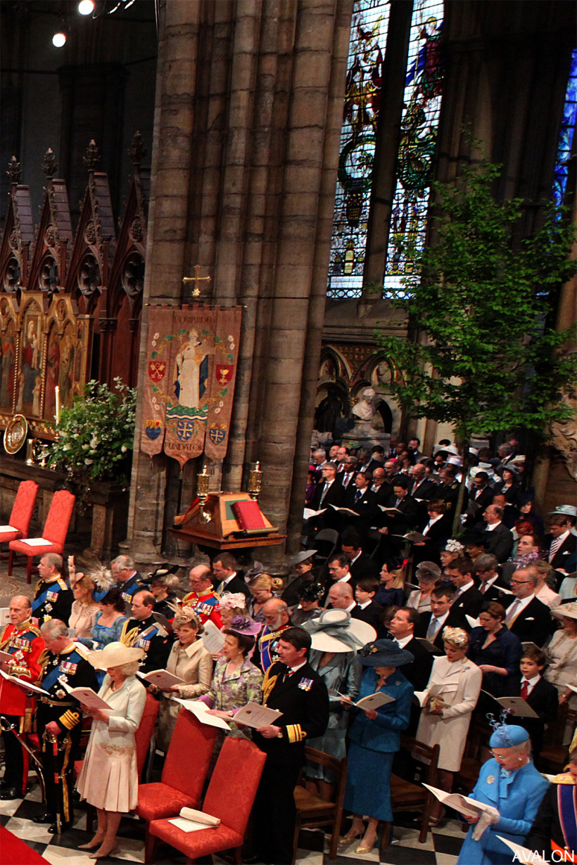 Trees inside Westminster Abbey on William and Kate's wedding day