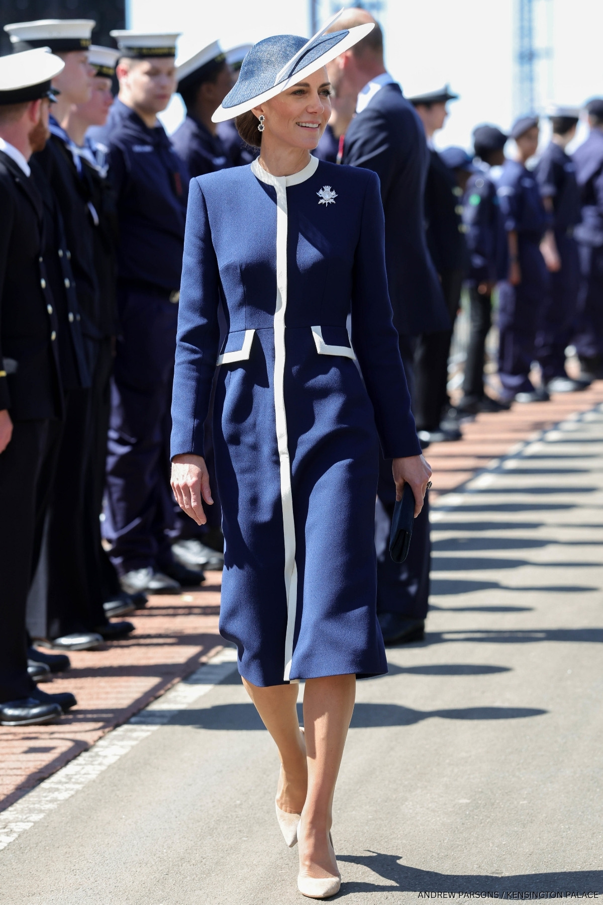 Kate Middleton Wears Nautical Inspired Outfit For HMS Glasgow Naming Ceremony