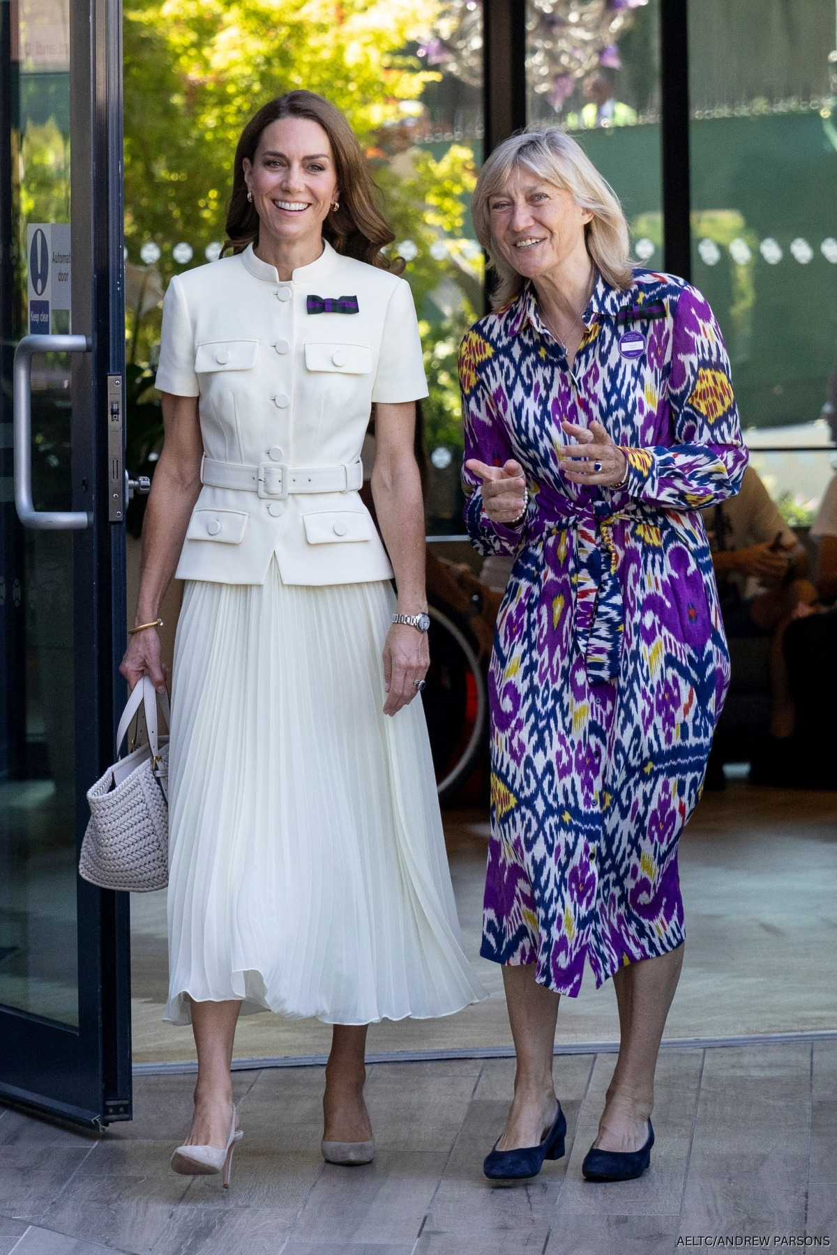 Kate Middleton wearing a white belted Self-Portrait dress at the 2025 Wimbledon Ladies' Final