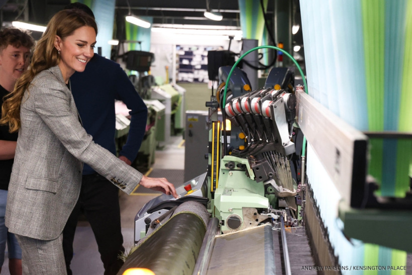 Kate Middleton visiting the Sudbury Silk Mills during her September 2025 textiles engagement