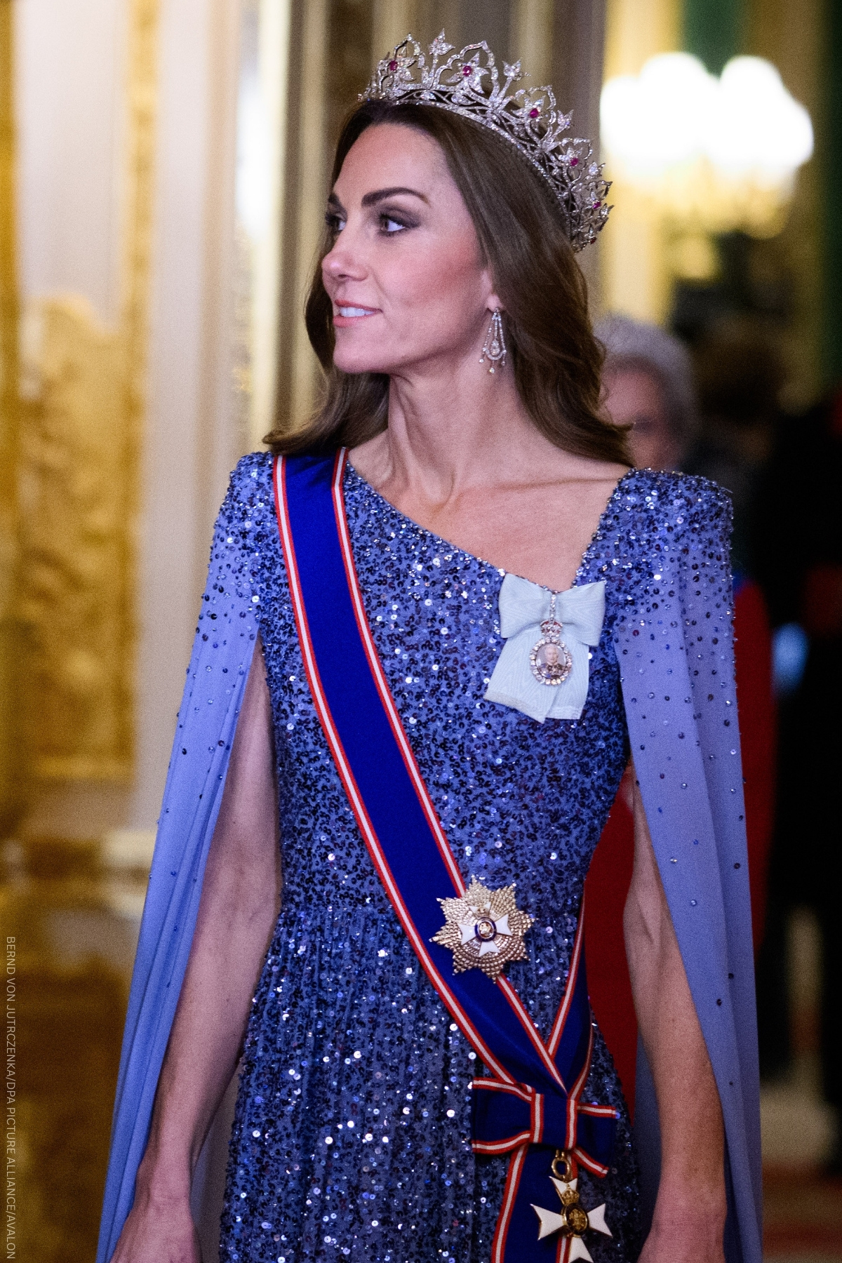 Kate Middleton Wows in Sparkling Blue Gown at State Banquet as She Debuts Rare Tiara