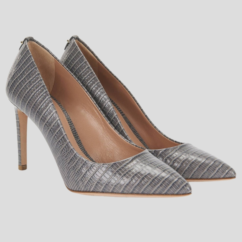 The Hugo Boss Staple P90-L pumps in anthracite grey embossed leather