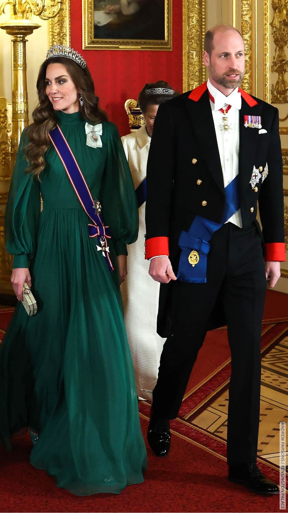 All the Glittering Gowns and Sparkling Tiaras Kate Middleton Has Worn to State Banquets So Far