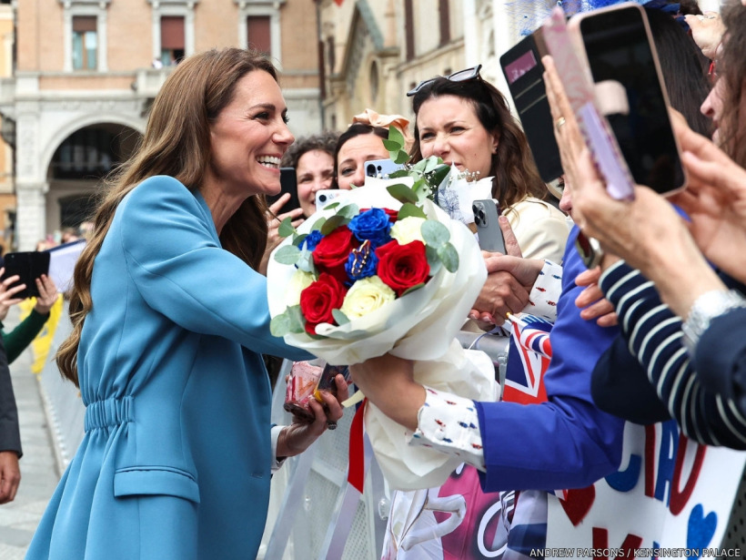 Kate Middleton meeting well-wishers at Piazza Camillo Prampolini in Reggio Emilia