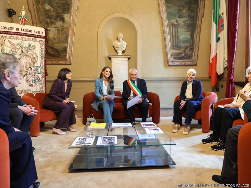 The Princess of Wales meeting with civic leaders in Reggio Emilia to discuss the city's approach to early childhood development
