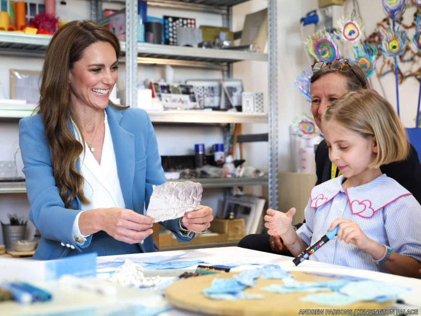 Kate Middleton during a creative session with young children at a Reggio Emilia pre-school, where she spoke about her late dog Lupo