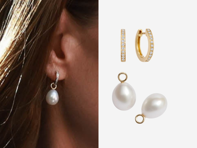 Kate Middleton wearing her Annoushka baroque pearl drops on Kiki McDonough gold and diamond hoops