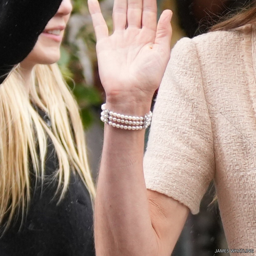 Kate Middleton's three-strand pearl bracelet with diamond spacers, once owned by Princess Diana